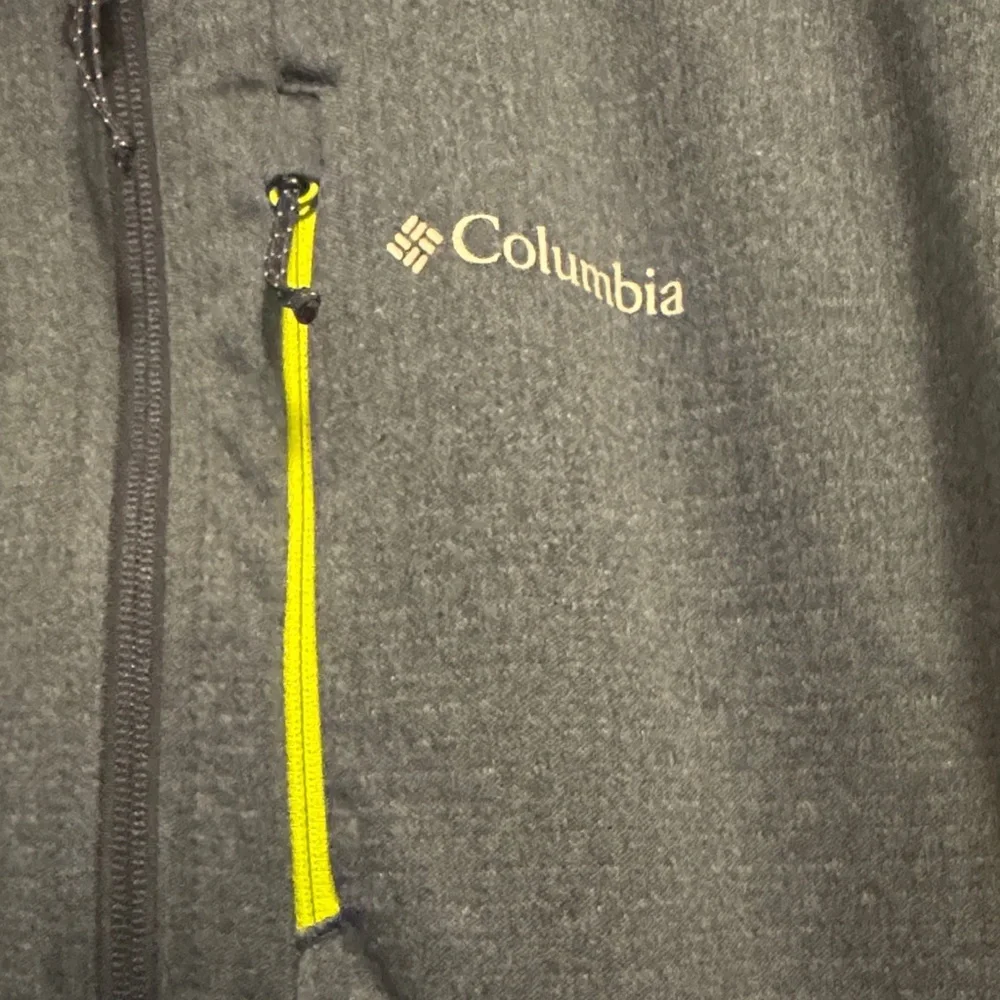 Columbia Men's Dark Blue Jacket with Bright Green Details